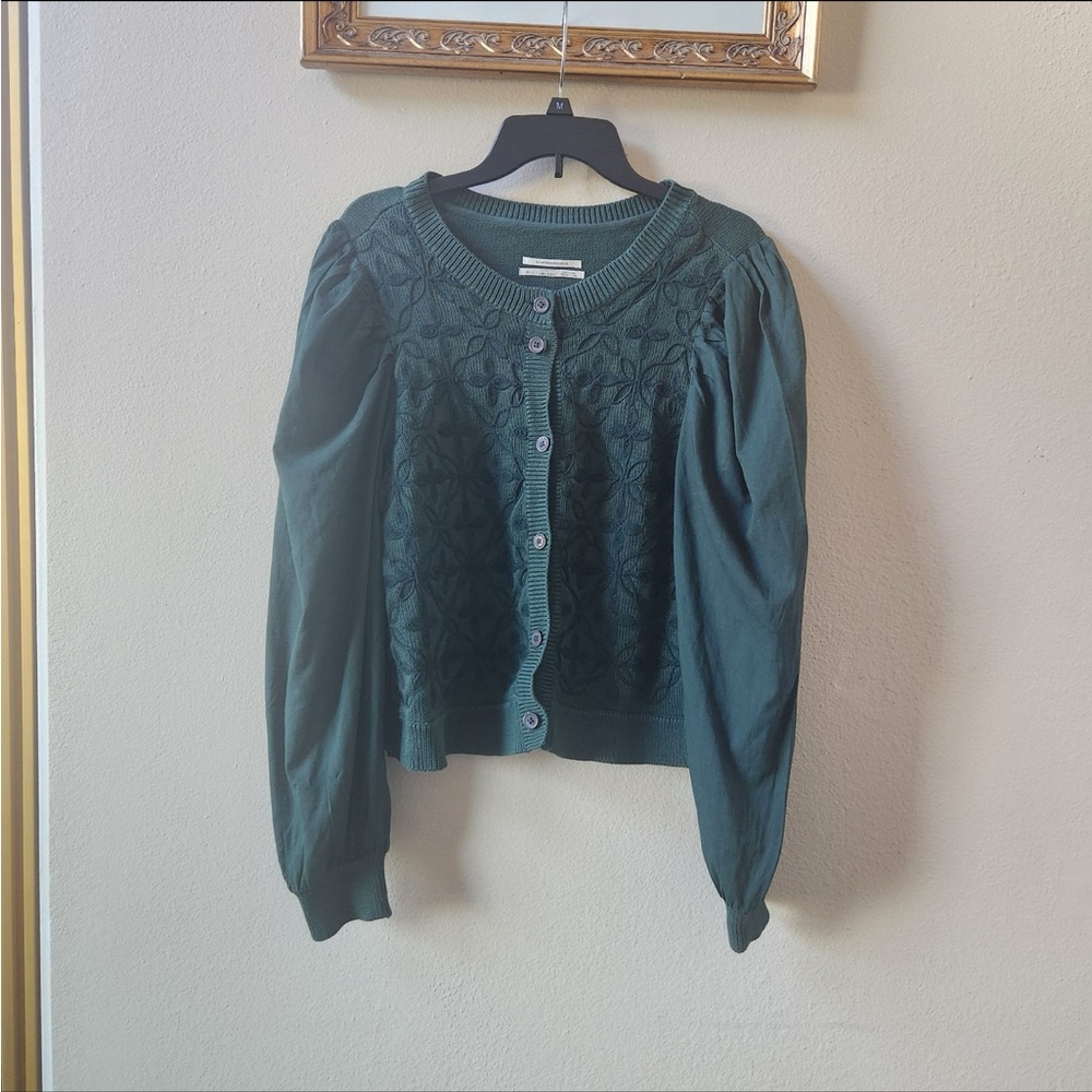 Anthropologie green cardigan sweater jacket size 1X